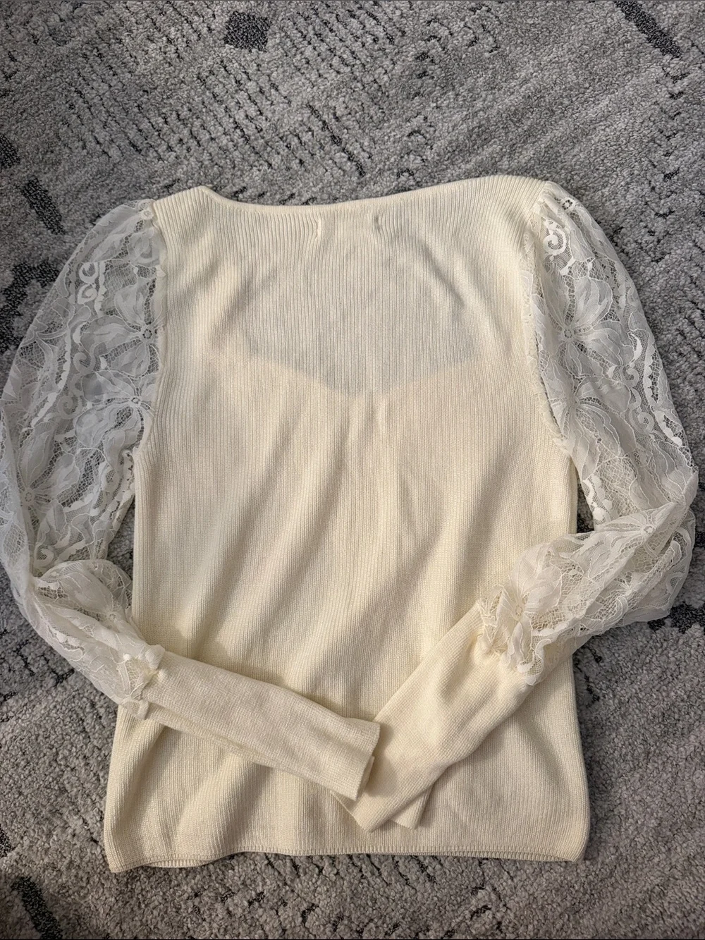 Anthropologie Cream Ribbed Knit Top